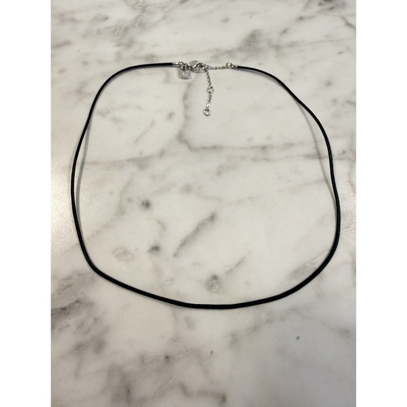 Swarovski Jewelry - Swarovski Cotton Black Cord Swan Signed Necklace Add a Pendant 15-17"